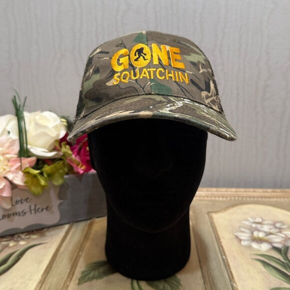 Gone Squatchin Sasquatch Adjustable Camo Cap Hat One Size Unisex - Picture 15 of 15